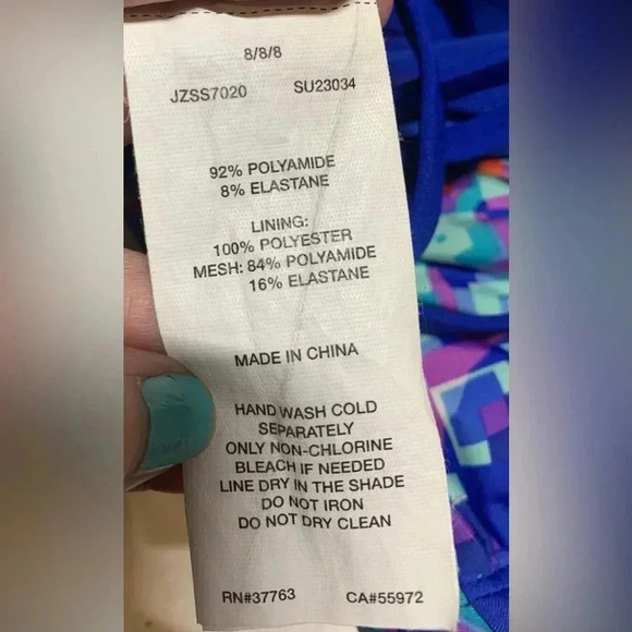 Women’s JANTZEN FARAH One Piece Crisscross Shirred Sides Swimsuit Size 8 EUC - Picture 8 of 9